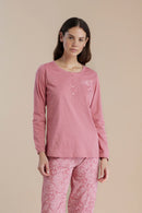 Pigiama donna collo a quattro bottoni cachemire