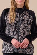 Completo donna ciniglia felpata articolo floreale