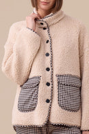 Giacca donna in eco pelliccia con bottoni