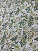 Tessuto fiori verdi