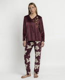 Pigiama Donna ADMAS Luxury White Flowers – Bordeaux