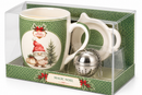 Tazza Natalizia Magic Noel con Infusore e Piattino in Scatola Regalo