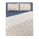 Completo Letto Matrimoniale con Stampa Digitale - Fantasia Inverno Incantato Gnomes Blue
