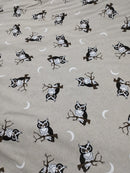 Tessuto da tappezzeria in panama di cotone H 280 DISEGNO GUFO